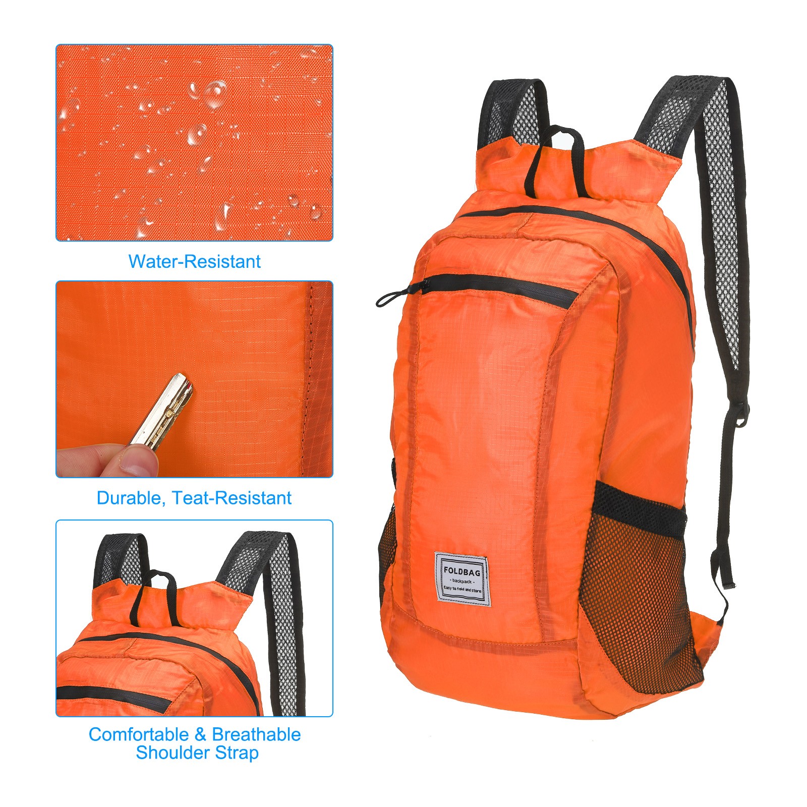 Hiking Backpack, Lightweight Portable Backpack for Hiking Camping, Orange