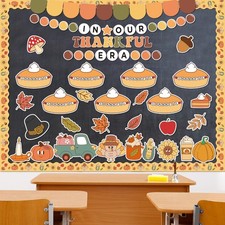 152Pcs Thanksgiving Bulletin Board Decoration Set Our Thankful Era Pumpkin Pie