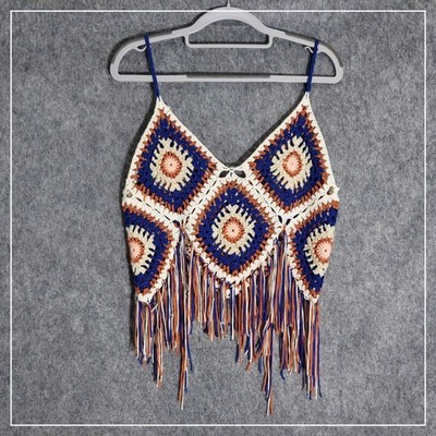 Hot & Delicious M L Crochet Top Open Knit Relaxed Lightweight Breathable Fit