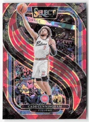 2024-25 Panini Select #164 Cade Cunningham Red Cracked Ice Prizm