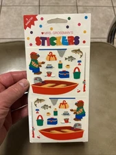 NIP Vintage Mrs. Grossman’s Bear FISHING BOAT & ACCESSORIES Scrapbooking Sticker