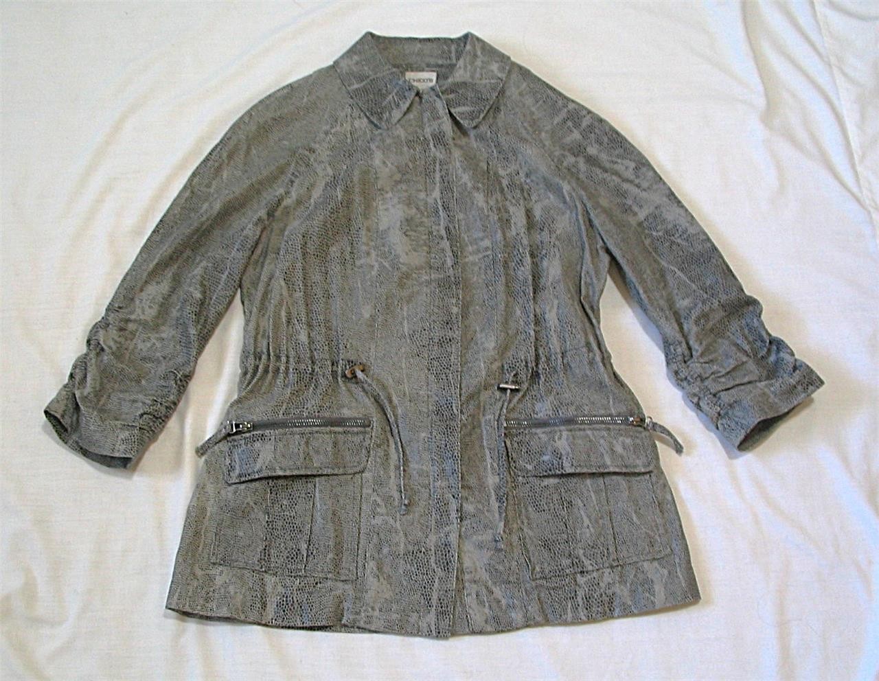 CHICO'S ~ BEIGE~GRAY~BLACK ABSTRACT PATTERN ~ CIN… - image 1