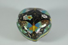 Fine Old SOLID Chinese Cloisonne Heart Box