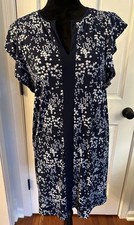 MICHAEL Michael Kors Dress Womens Size Medium Navy Floral Shift Flutter Sleeve