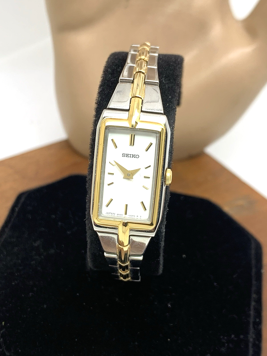 Seiko Women's Watch SWR044 Quartz Petite Tank Rectangle White Dial