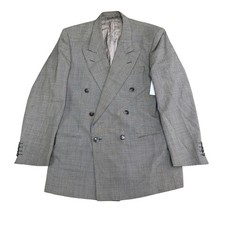 Yves Saint Laurent Mens Blazer Jacket Double Breasted Wool Houndstooth Size 48R