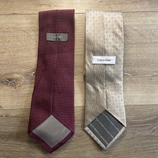 Calvin Klein Neck Ties Lot Of 2 - 100 Silk red and brown fast shipping