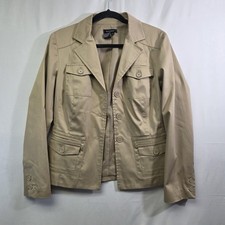 Sandro Women's Beige Button-Up Blazer Jacket with Pockets Size Small New