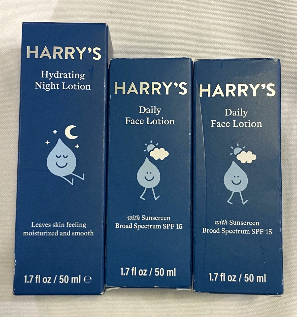 3 Harry’s Face Lotion - DAily & Hydrating Night Lotion 1.7 fl oz each 2027 NIB
