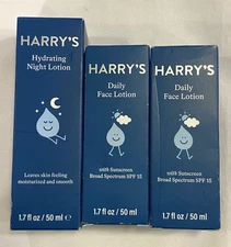 3 Harry’s Face Lotion - DAily & Hydrating Night Lotion 1.7 fl oz each 2027 NIB
