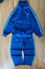Adidas Originals Tracksuit Set Blue Trefoil 3 Stripes Jacket Pants Mens Vintage