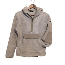 The North Face Women's Beige Campshire 1/4 Zip Hoodie Kangaroo Pocket Sz M