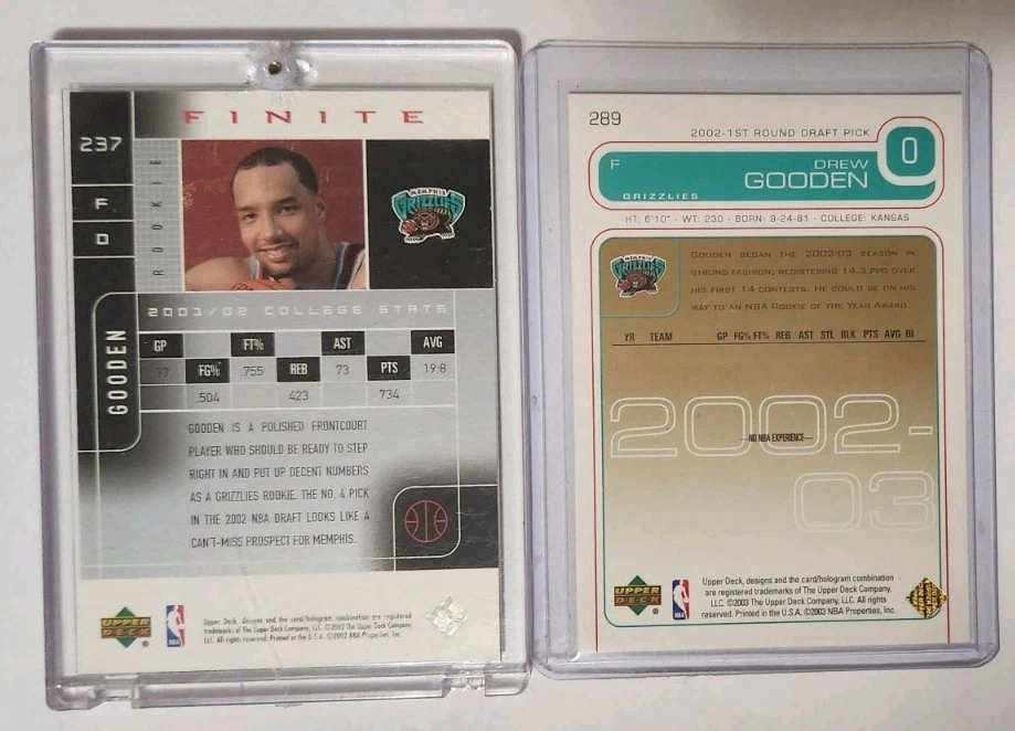 Lot 2 Rc Drew Gooden 2002-03 Upper Deck Exclusives /100 Upper Deck Finite /200 - Image 2 of 2