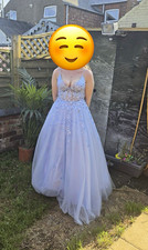 PROM Gorgeous Grace Light Blue Tulle Sequin Floral Sleeveless Formal Dress XS