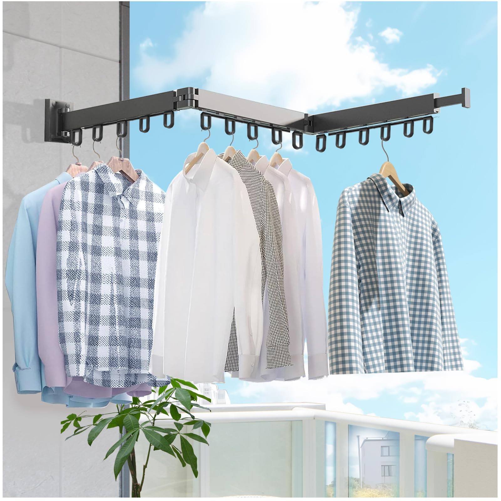 Space-Saving Wall-Mounted Laundry Drying Rack for Efficient Clothes Drying-image