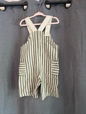 Vintage Toddler Overalls romper 18mo green Plaid 1970s boy girl summer retro