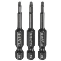 "3X T9 Magnet-Torx-Bits 1/4\" 50Mm Schwarz FüR 1/4\"-Sechskant"