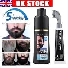 Mokeru Beard Hair Dye Shampoo Natural Darkening Men Mustache Black Color Shampoo
