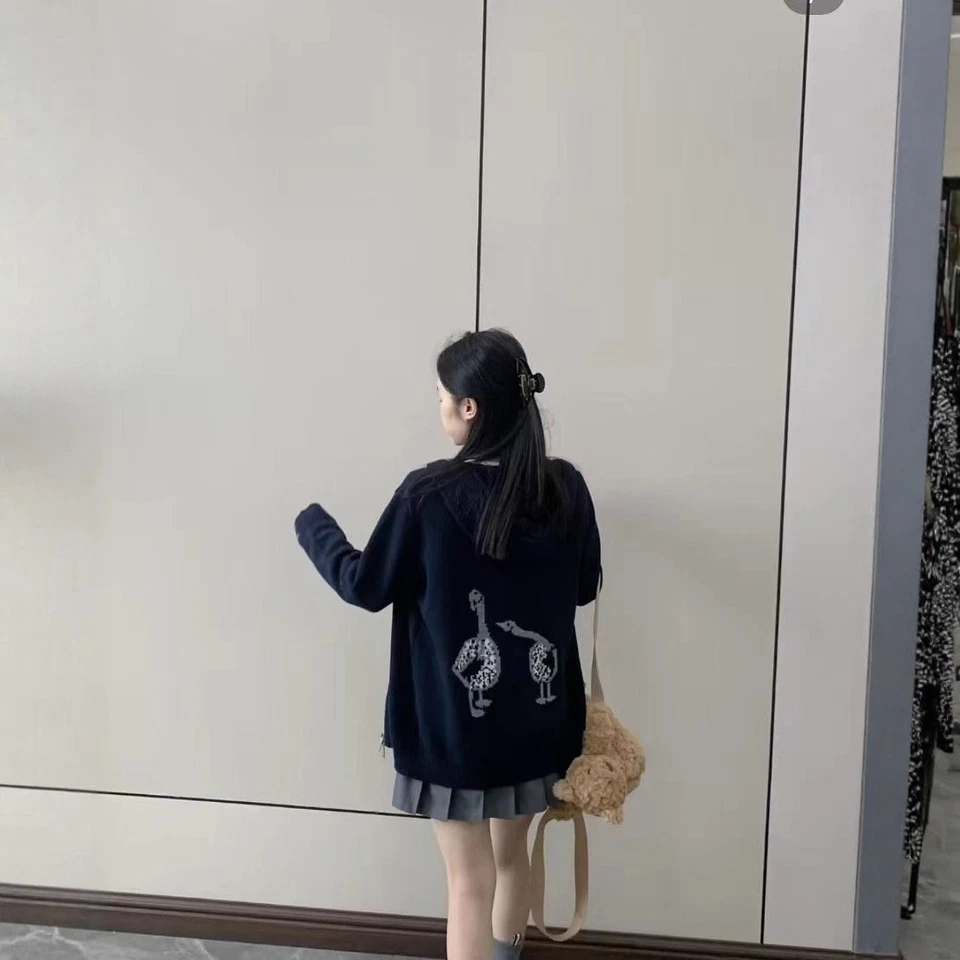 Cárdigan tejido Thom Browne para mujer otoño invierno nuevo informal de lana con cremallera Foto 3 de 4