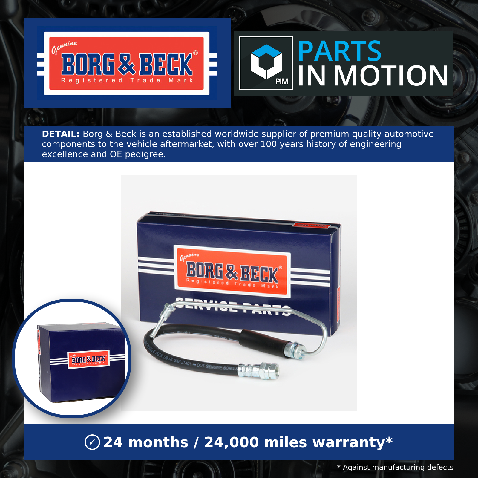 Brake Hose Front Right BBH8942 Borg & Beck Hydraulic 4K0611708F 4K0611708L New