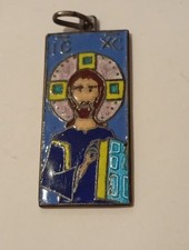 CIONDOLO ART DECO IN ARGENTO SMALTATO SACRO CUORE DI GESÙ