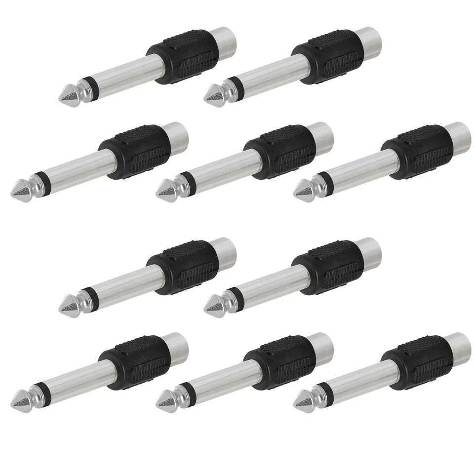 10pcs 59mm RCA Female Jack To 6.3mm 1/4" Male Mono Plug Audio Adapter Connector - Image 3 of 4
