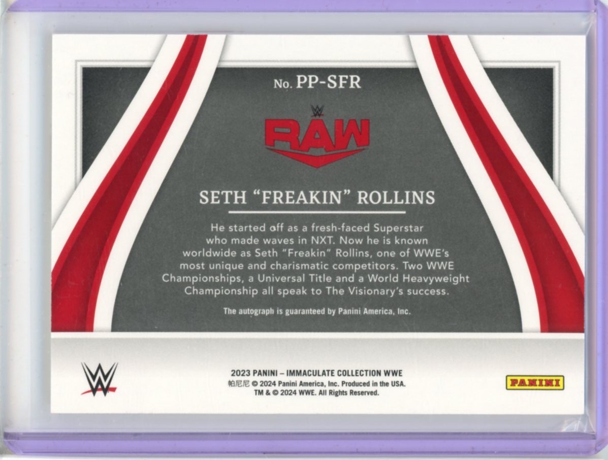 2023 PANINI IMMACULATE WWE RED PAST AND PRESENT AUTO SETH ROLLINS 12/25 view 2