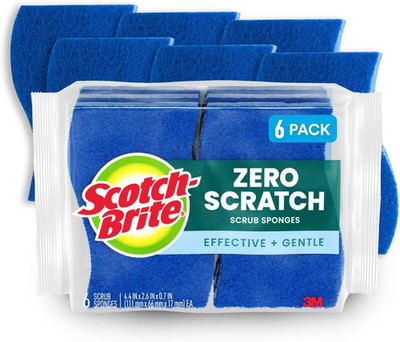 Zero Scratch Scrub Sponge, 6 Kitchen Sponges for Cleaning around the Home, Bathr