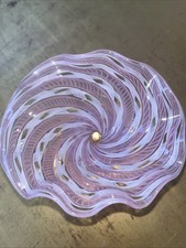 Ciotola MURANO con bordo increspato in vetro latticino con piedini e pizzo - bellissima