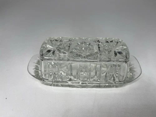 Anchor Hocking Early American Butter Dish Pres Cut Glass Star David Vintage