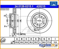 2 St. Bremsscheibe Ate 24.0128-0215.1 FüR Mitsubishi