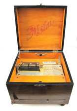 Antike Polyphon Spieluhr 20,5cm  Geh&auml;use mit Gravur Hebelaufzug Tempo-Regulator