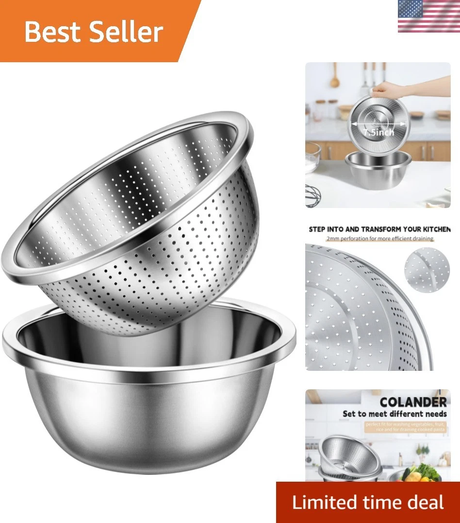 Colander 304 Stainless Steel 3-quart with Mixing Bowls, Strainer for Kitchen ...
Opens in a new wind