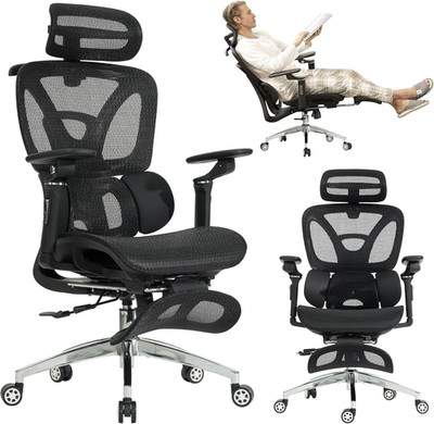 Ergonomic Mesh Office & Gaming Chair with Footrest and Adjustable Support
