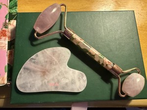 AKA Rose Quartz Roller & Gha Sha Set