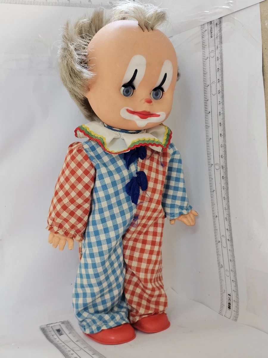 Muñeca payaso vintage retro de plástico y vinilo Hamiro (circa 1970-1985)