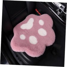 Fluffy Cat Paw Print Car Seat Cover for 2pcs Front Seat Cushions Light Red