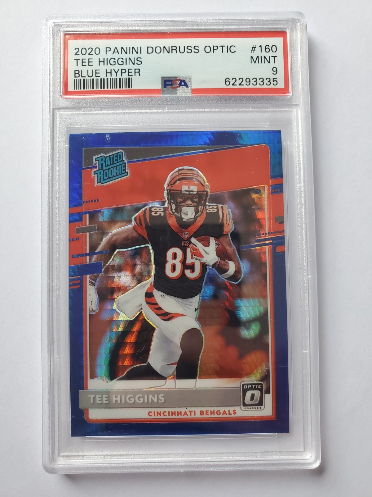 2020 Panini Donruss Optic Blue Hyper TEE HIGGINS #160 Rated Rookie PSA MINT 9