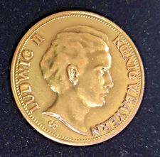 RARE BUTTON - Vintage SCHLOSS LINDERHOF LUDWIG II Bavarian Castle German Coin