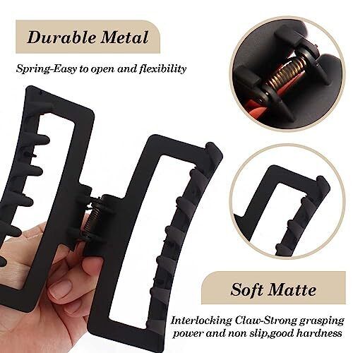 5" Hair Clips Extra Large Claw Clips 4PCS Big Hair Clips for Thick Long Black - Bild 4 von 7