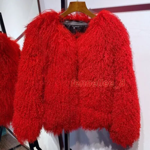 Damen-Kurzmantel echtes mongolisches Lamm Schaf lockiges Fell Jacke Winter warm Oberbekleidung - Bild 12 von 38