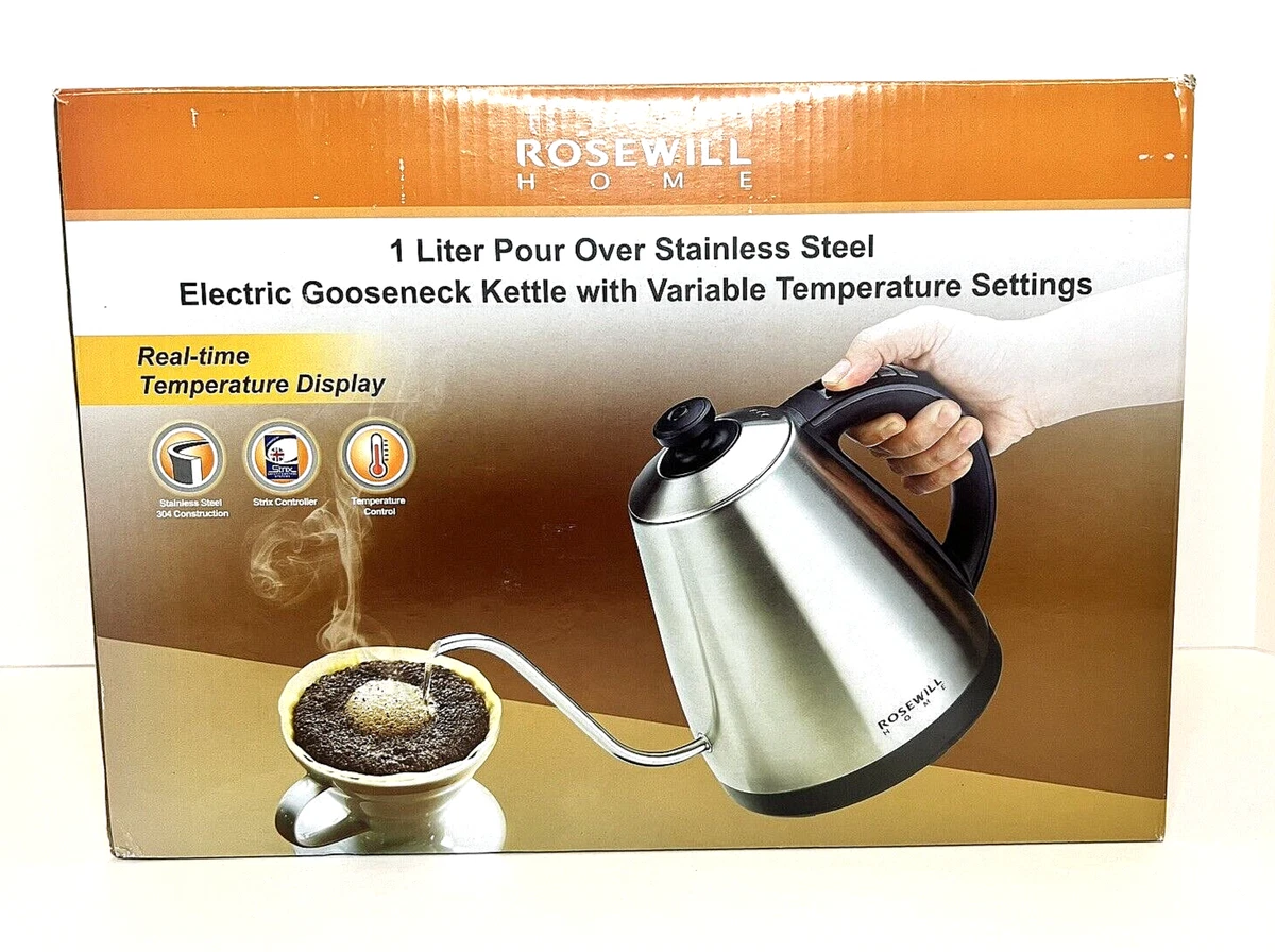 Rosewill Home Gooseneck Electric Kettle Temp Control Stainless Steel Coffee Pot