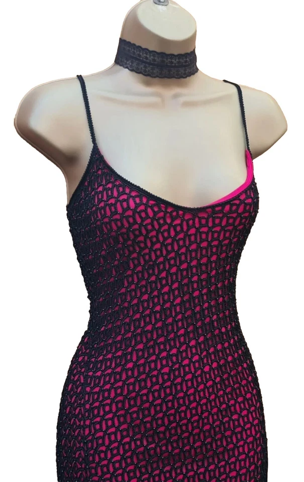 UK 8 Karen Millen 1 Black Vintage Crochet Beaded Flapper Dress Wedding Party - image 4 of 4