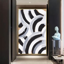 Abstract Black And White Line Wall Art Pictures Modern Minimalist Living Room