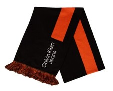 CALVIN KLEIN JEANS pure cotton scarf with fringes and embroidered logo item: K50