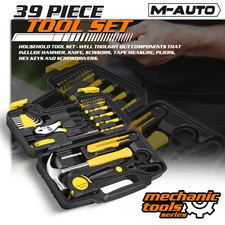 39 PCS Yellow Household Hand Tool Kit Repair Toolbox Garage Office Storage Case