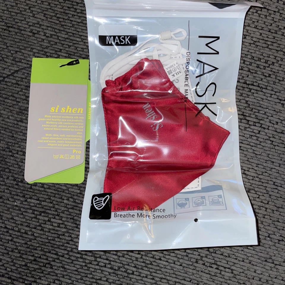 Luxury Silk Face Mask with Nose Wire 100% Mulberry Silk Hypoallergenic Wine Red - Image 3 of 4