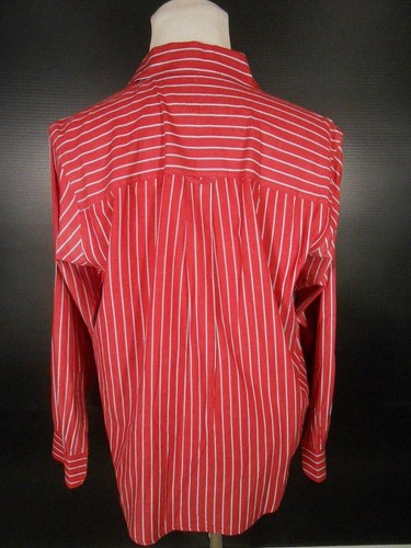 Beautiful Men's Medium Ralph Lauren Chaps Easy Care Red Striped LS Button Shirt - Picture 4 of 5