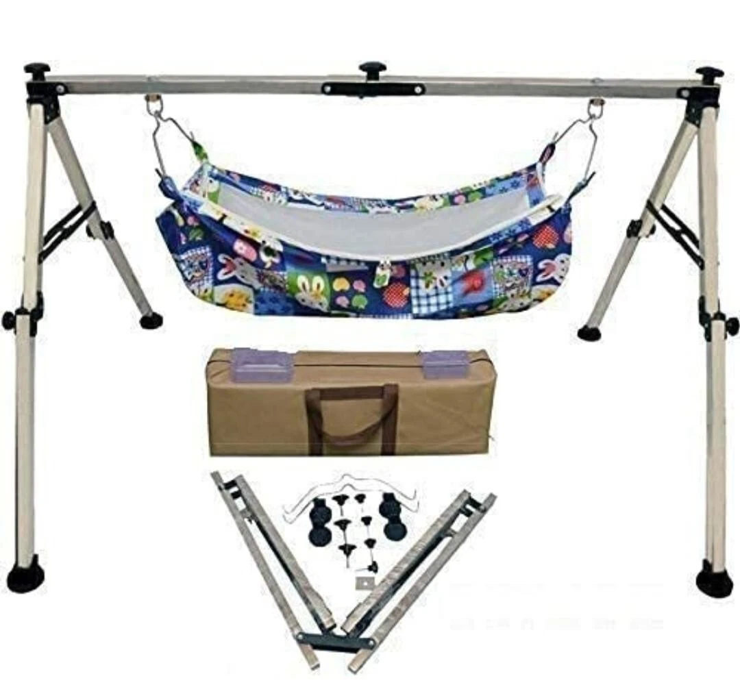 Folding Baby Cradle SS Indian Style Black NRI Square Portable (Indian  Ghodiyu)