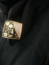 Indian Gold Plated Square Authentic AD Party Cocktail Adjustable Wedding Ring